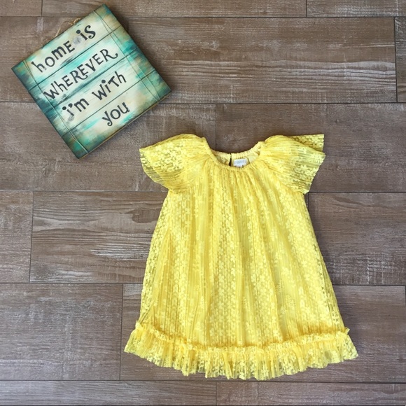 Gymboree Other - Gymboree 2T🌼 Chic Yellow Ruffle Floral Lace Dress